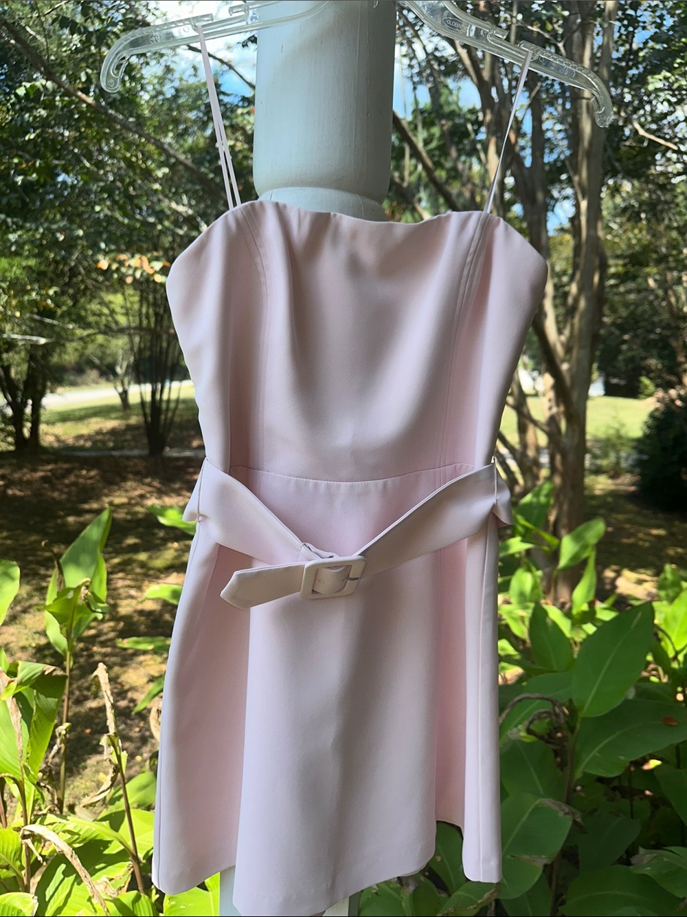 Amanda Uprichard Pale Pink strapless Belted Mini Dress